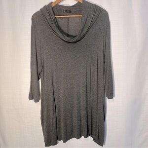Vision Gray Cowl Neck 3/4 Sleeve Jersey Knit Top Size 1X
